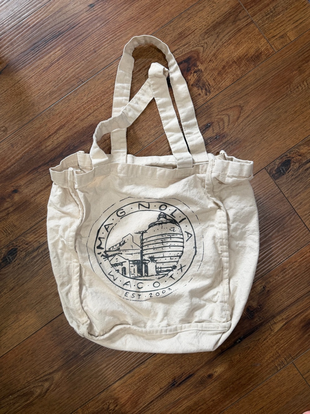 Magnolia Cream Canvas Tote Bag with Graphic Logo